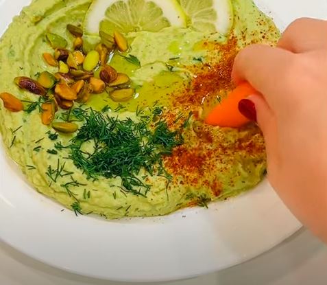 Avocado Pistachio Hummus With Yogurt Dipping Sauce