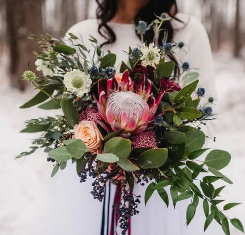 28 Protea Wedding Bouquets That Are Bold and Beautiful