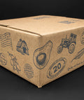 California avocado gift box with rustic farm design and 20 vitamins label