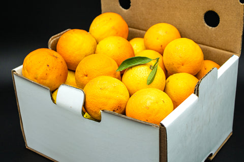 Large Box of California Valencia Oranges (approximately 35 oranges, size varies)